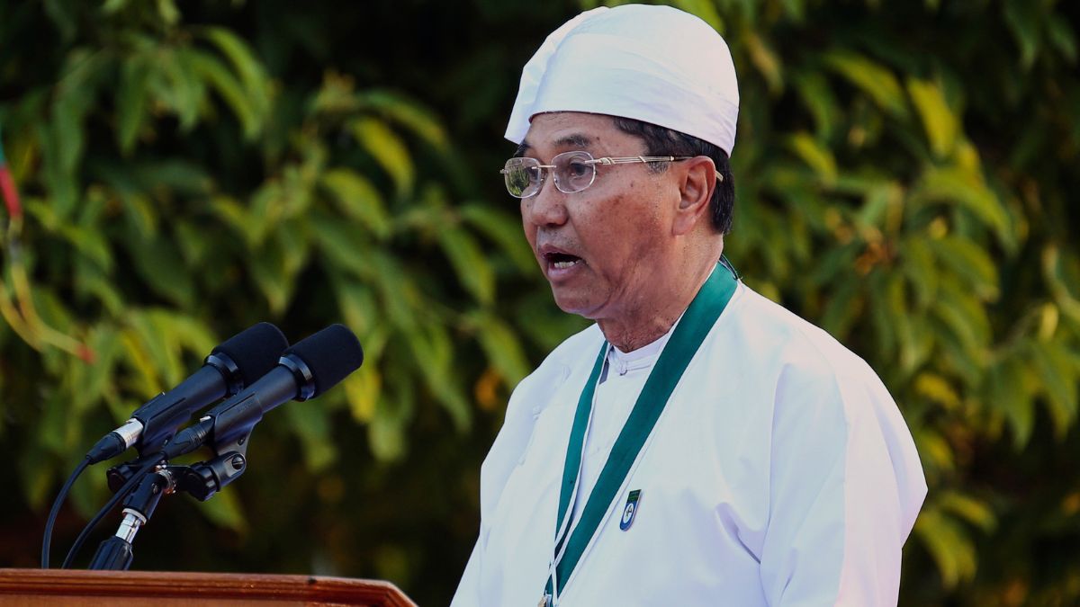 Myanmar then-Vice President Myint Swe (later acting president) speaks during a ceremony to mark Myanmar's 73rd anniversary of Union Day in Naypyitaw, Myanmar, Feb. 12, 2020. (Photo: Aung Shine Oo/AP) Myanmar then-Vice President Myint Swe (later acting president) speaks during a ceremony to mark Myanmar's 73rd anniversary of Union Day in Naypyitaw, Myanmar, Feb. 12, 2020. (Photo: Aung Shine Oo/AP)