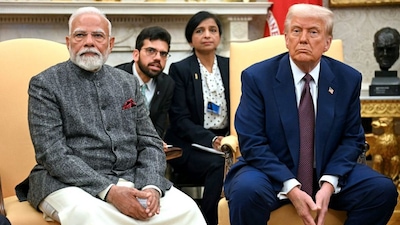 US President Donald Trump speaks with the press as he meets with Indian Prime Minister Narendra Modi in the Oval Office of the White House in Washington, DC, on February 13, 2025. (Photo: Jim Watson/AFP)