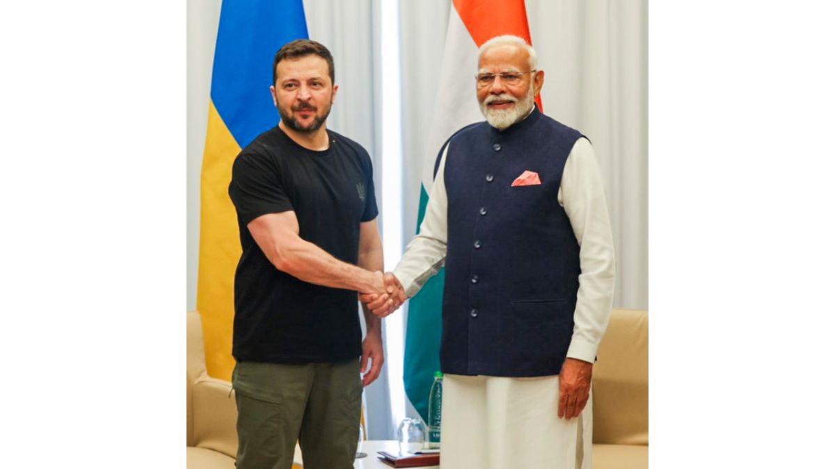 Prime Minister Narendra Modi and President of Ukraine Volodymyr Zelenskyy during a bilateral meeting on the sidelines of the G7 Summit, in Apulia, Italy, Friday, June 14, 2024. (Photo: PTI) Prime Minister Narendra Modi and President of Ukraine Volodymyr Zelenskyy during a bilateral meeting on the sidelines of the G7 Summit, in Apulia, Italy, Friday, June 14, 2024. (Photo: PTI)