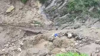 The damaged bridge in Jammu and Kashmir's Kishtwar's Chositi area from cloudburst-triggered flash flood. (Photo: CNN-News 18)