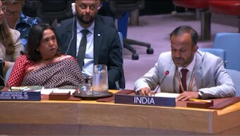 Eldos Mathew Punnoose, the Indian Chargé d'Affaires at the Permanent Mission to the United Nations (UN), speaks at a discussion on conflict-related sexual violence at the UN Security Council on Tuesday, August 19, 2025. (Credit: Permanent Mission of India to the UN)