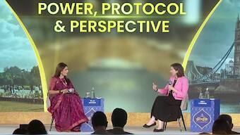 Firstpost Managing Editor Palki Sharma in a discussion with British High Commissioner Lindy Cameron at SheShakti 2025 on Thursday, August 21, 2025. (Photo: Firstpost screengrab)