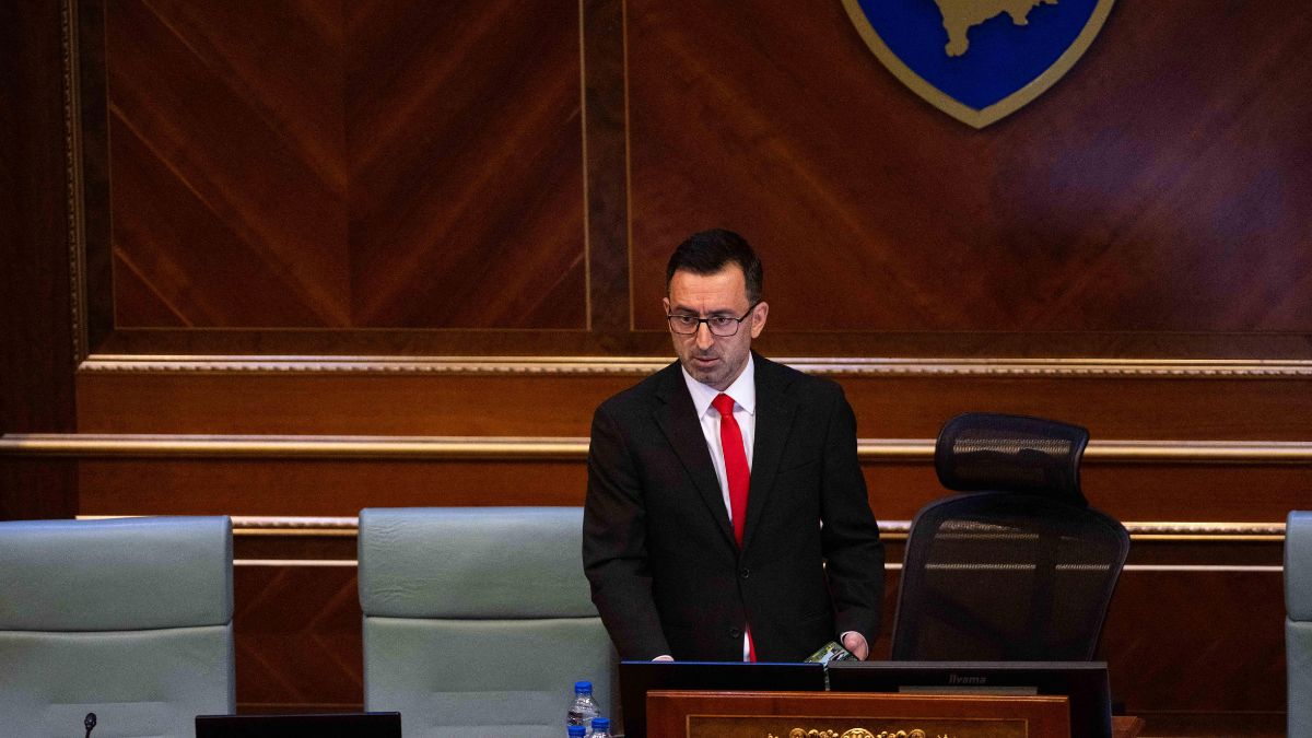 The new speaker of Kosovo's parliament, Dimal Basha, addresses the parliament after being elected during a session in Pristina on August 26, 2025. (Photo: Armend Nimani/AFP) The new speaker of Kosovo's parliament, Dimal Basha, addresses the parliament after being elected during a session in Pristina on August 26, 2025. (Photo: Armend Nimani/AFP)
