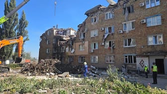 A building struck by Russia's airstrikes in Ukrainian capital Kyiv's Darnytskyi region on Thursday, August 28, 2025. (Photo: X/Andrii Sybiha)