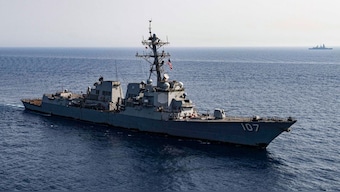This handout photo released by the US Defence Visual Information Distribution Service (DVIDS) shows the US Navy Arleigh Burke-class guided-missile destroyer USS Gravely in the Red Sea on June 7, 2024. It is one of the warships deployed towards Venezuela for counternarcotics operations. AFP file