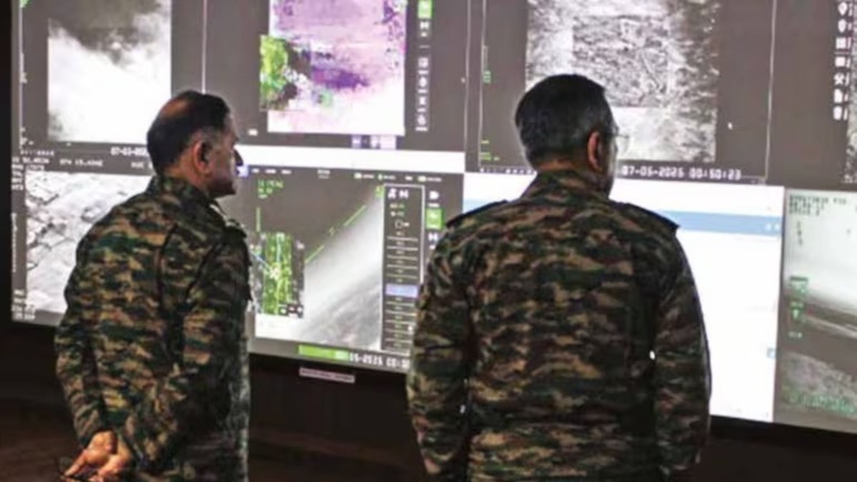 First visuals of the services chiefs monitoring Operation Sindoor from the Indian Army Headquarters Operations Room. (Image credit: Indian Army) First visuals of the services chiefs monitoring Operation Sindoor from the Indian Army Headquarters Operations Room. (Image credit: Indian Army)