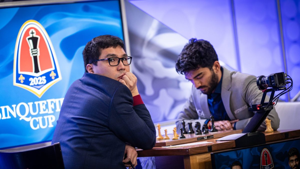 D Gukesh suffered his first ever defeat to Wesley So as he continues to struggle at Sinquefield Cup 2025. Image: Grand Chess Tour
D Gukesh suffered his first ever defeat to Wesley So as he continues to struggle at Sinquefield Cup 2025. Image: Grand Chess Tour