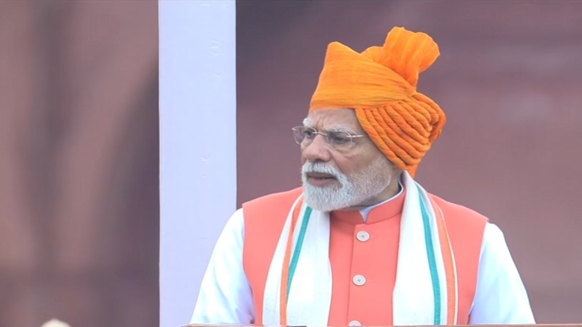 PM Modi at Red Fort on 79th Independence Day. DD PM Modi at Red Fort on 79th Independence Day. DD