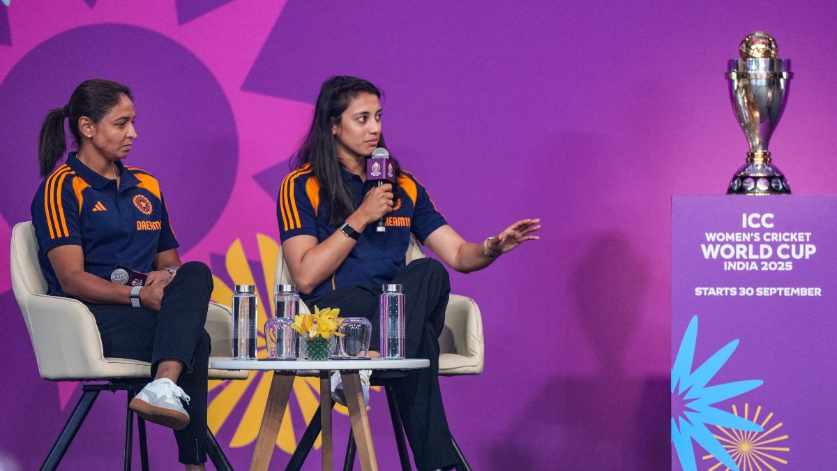 India women's captain Harmanpreet Kaur and senior opener Smriti Mandhana at an event in Mumbai marking the 50-day countdown to the ICC Women's World Cup. PTI India women's captain Harmanpreet Kaur and senior opener Smriti Mandhana at an event in Mumbai marking the 50-day countdown to the ICC Women's World Cup. PTI