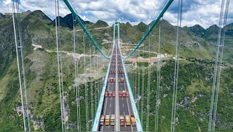 China's Huajiang Grand Canyon Bridge is 625 metres above the canyon floor. It will hold the title of the tallest bridge in the world upon its opening. Image courtesy: X