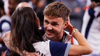 Tottenham fans look away as James Maddison has suffered an ACL injury. Image: Reuters
