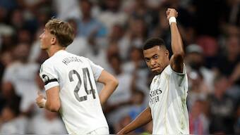 Kylian Mbappe's goal from penalty spot helped Real Madrid beat Osasuna. Image: Reuters
