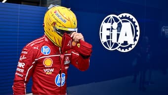 Ferrari's Lewis Hamilton reacts during Saturday's qualifying for the Hungarian Grand Prix. AP