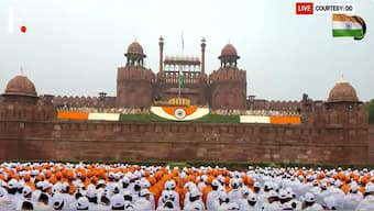 Crowd listening to Prime Minister Narendra Modi at the Red Fort on the occasion of 79th Independence Day on August 15, 2025