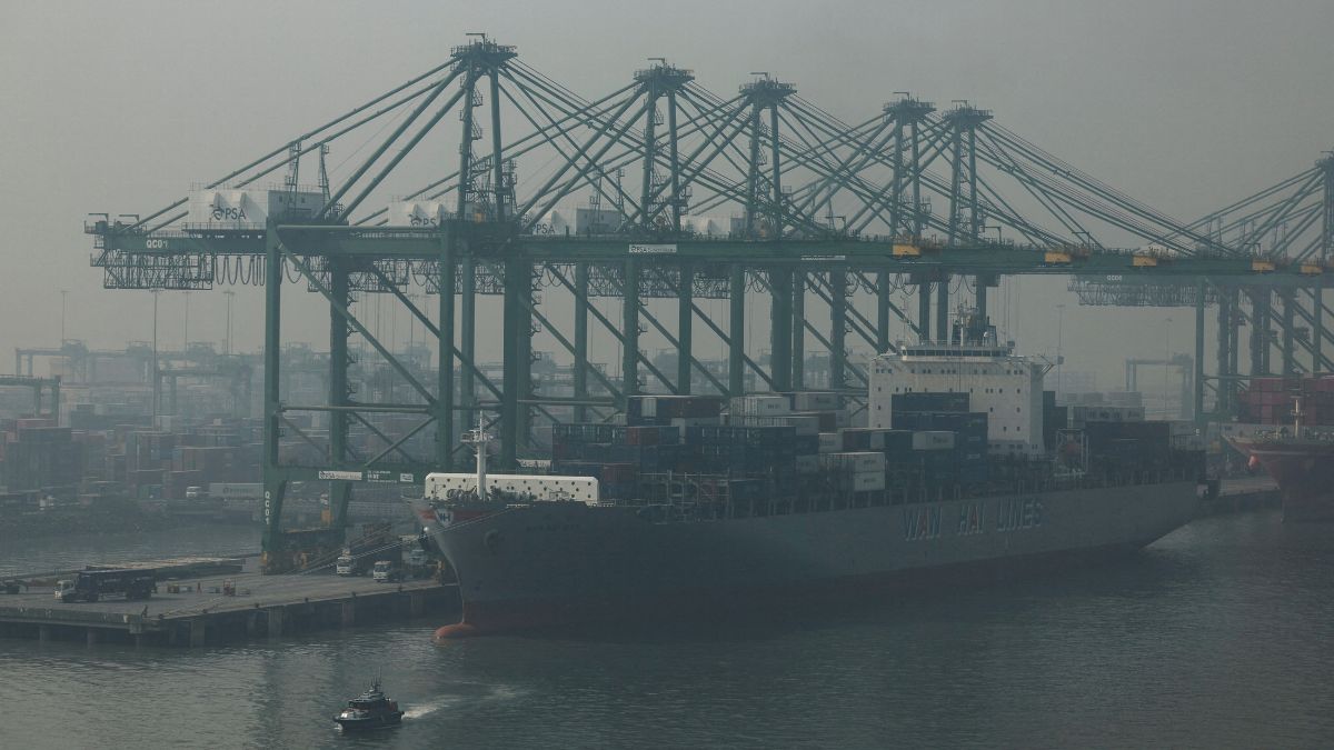 Cargo ships are docked at APM Terminals on a smoggy day in Navi Mumbai, India, February 28, 2025. File Image/Reuters Cargo ships are docked at APM Terminals on a smoggy day in Navi Mumbai, India, February 28, 2025. File Image/Reuters