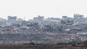 A view of destroyed buildings in Gaza, as seen from the Israeli side of the border between Gaza and Israel, on Tuesday. Reuters