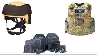 (From left to right) SMPP ACH Helmet with Removable Converter Band, Ceramics and SMPP Magpro Vest)