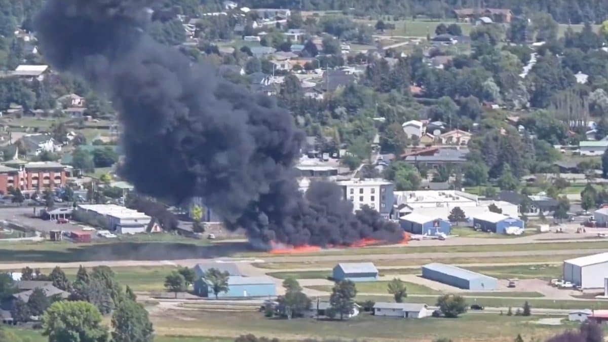 Watch: Small plane crashes into parked aircraft at US airport, sparks massive fire
