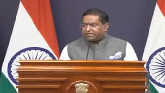 Ministry of External Affairs Spokesperson Randhir Jaiswal during a press briefing on Friday. ANI