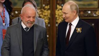 Russian President Vladimir Putin attends a meeting with Brazilian President Luiz Inacio Lula da Silva at the Kremlin in Moscow, Russia, May 9, 2025. REUTERS