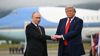 US President Donald Trump shakes hands with Russian President Vladimir Putin on the tarmac after they arrived at Joint Base Elmendorf-Richardson in Anchorage, Alaska, on August 15, 2025. AFP File