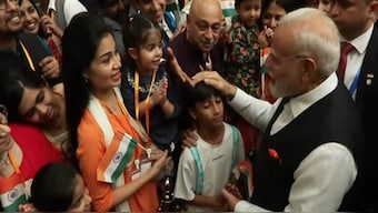 Members of Indian diaspora give warm welcome to PM Modi in Tianjin. (Photo/ANI)