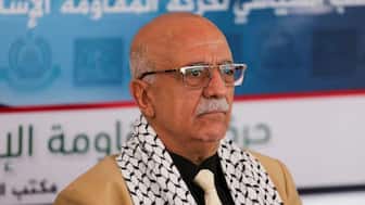 Head of the Houthi-led government Ahmad al-Rahawi looks on during a visit by Houthi government officials to the Hamas office in Sanaa, Yemen August 19, 2024. REUTERS