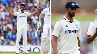 Prasidh Krishna during Day 4 of the Oval Test. AP 