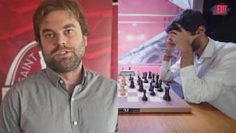 Sam Shankland's only in at Saint Louis Rapid and Blitz 2025 so far has come against D Gukesh. Images: Saint Louis Rapid and Blitz 2025 
