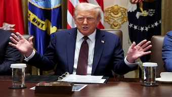 US President Donald Trump gestures during a cabinet meeting at the White House in Washington, D.C., U.S., on Tuesday. Reuters File