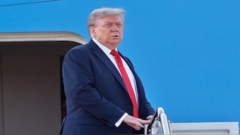 President Donald Trump boards Air Force One at Joint Base Andrews, Md., Friday, on Friday, en route to a meeting with Russian President Vladimir Putin in Alaska. AP
