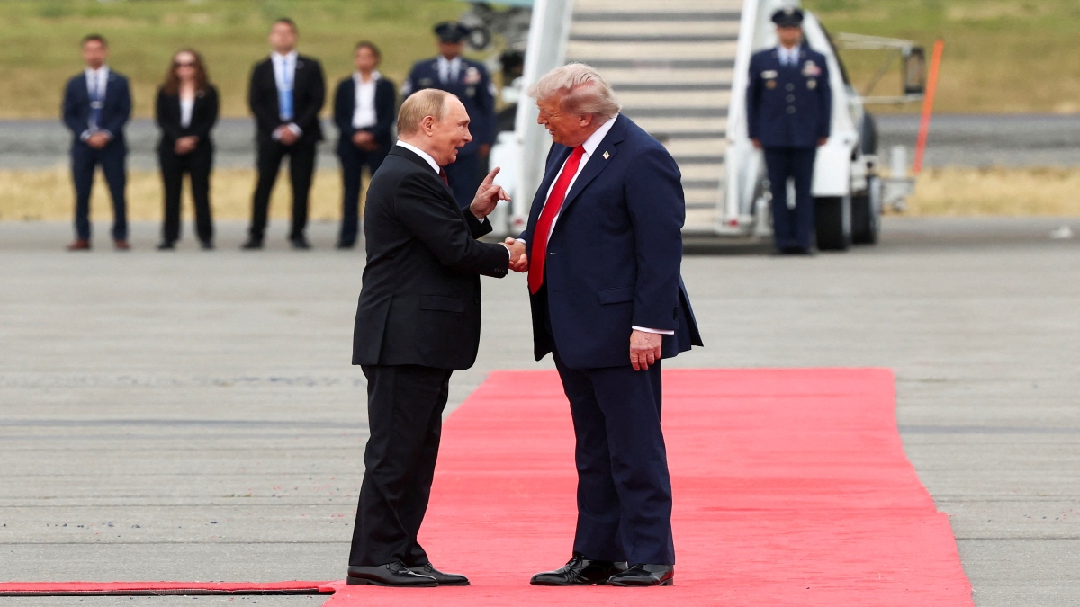 (File) US President Donald Trump shakes hand with Russian President Vladimir Putin, as they meet to negotiate for an end to the war in Ukraine, at Joint Base Elmendorf-Richardson in Anchorage, Alaska, US. Reuters (File) US President Donald Trump shakes hand with Russian President Vladimir Putin, as they meet to negotiate for an end to the war in Ukraine, at Joint Base Elmendorf-Richardson in Anchorage, Alaska, US. Reuters
