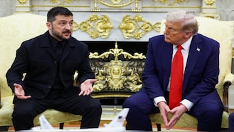 Ukrainian President Volodymyr Zelenskyy gestures during a meeting with US President Donald Trump at the Oval Office of the White House, amid negotiations to end the Russian war in Ukraine, in Washington, D.C., US, on Monday. Reuters 