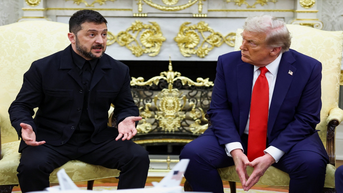 Ukrainian President Volodymyr Zelenskyy gestures during a meeting with US President Donald Trump at the Oval Office of the White House, amid negotiations to end the Russian war in Ukraine, in Washington, D.C., US, on Monday. Reuters Ukrainian President Volodymyr Zelenskyy gestures during a meeting with US President Donald Trump at the Oval Office of the White House, amid negotiations to end the Russian war in Ukraine, in Washington, D.C., US, on Monday. Reuters