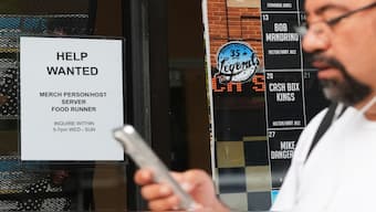 Help wanted sign is displayed at a live music and blues club in Chicago, Thursday, July 24, 2025. AP File