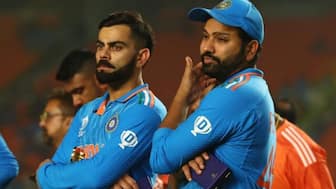 Virat Kohli and Rohit Sharma during an aftermatch event. Image: Reuters