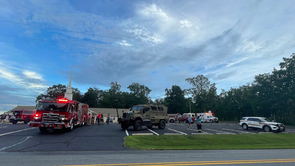 Law enforcement services assemble in response to an active shooting situation in Gretna, Va., Wednesday, Aug. 13, 2025. AP Law enforcement services assemble in response to an active shooting situation in Gretna, Va., Wednesday, Aug. 13, 2025. AP