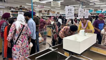 People shop for essential goods at a supermarket in Amritsar, Punjab, May 9, 2025. Representational  Photo/Reuters