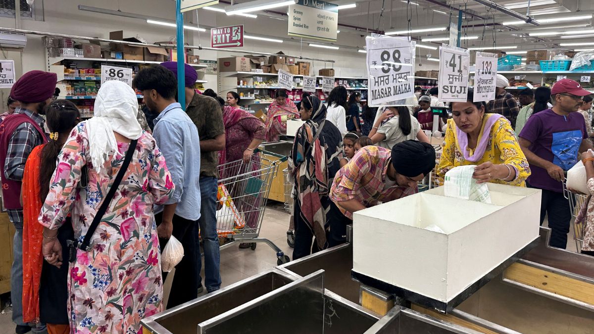 People shop for essential goods at a supermarket in Amritsar, Punjab, May 9, 2025. Representational Photo/Reuters People shop for essential goods at a supermarket in Amritsar, Punjab, May 9, 2025. Representational Photo/Reuters