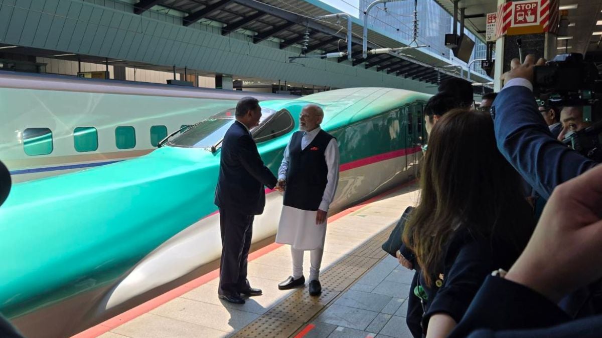 PM Modi, Shigeru travel in same car on way to Sendai, observe Alpha-X train | See pics