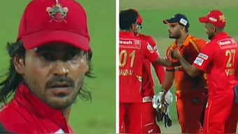 Nitish Rana and Digvesh Rathi embroiled in a fiery altercation. Image: DPL/X