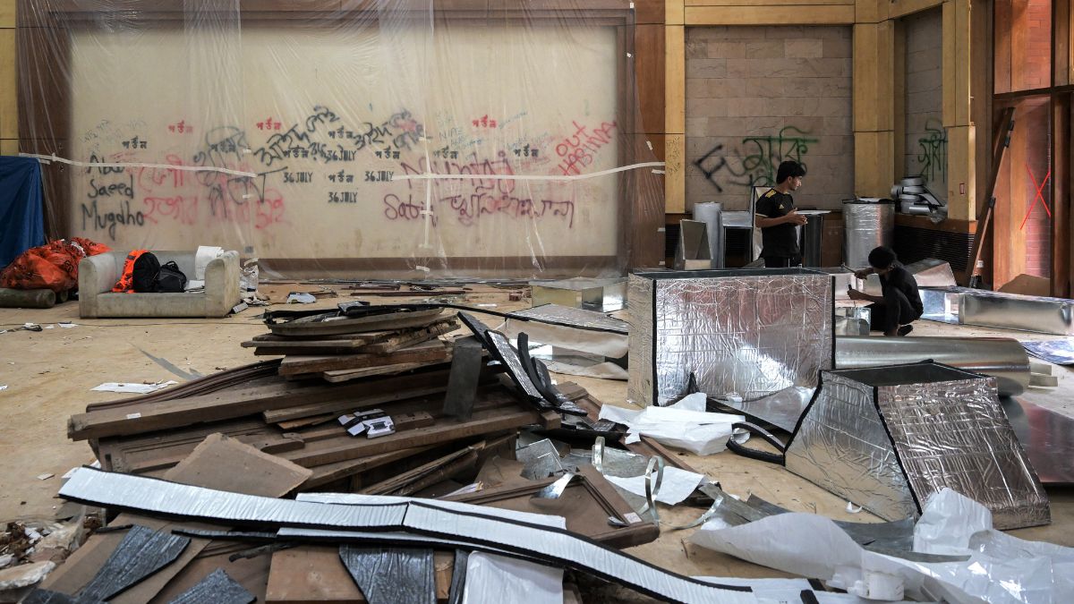 In this photograph taken on July 28, 2025, a labourer works inside the former official residence of Bangladesh's ousted prime minister Sheikh Hasina in Dhaka. AFP In this photograph taken on July 28, 2025, a labourer works inside the former official residence of Bangladesh's ousted prime minister Sheikh Hasina in Dhaka. AFP