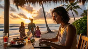 A manager or executive who immediately answers calls and emails, or checks in with employees  while on vacation, sends the message that the people working under them should do the same. AI-generated image