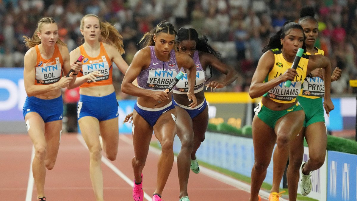 Netherlands' Femke Bol, Great Britain's Nicole Yeargin and Jamaica's Stacy-Ann Williams run the anchor leg of the women's 4x400m relay at the 2023 Athletics World Championships in Budapest, Hungary. Reuters Netherlands' Femke Bol, Great Britain's Nicole Yeargin and Jamaica's Stacy-Ann Williams run the anchor leg of the women's 4x400m relay at the 2023 Athletics World Championships in Budapest, Hungary. Reuters