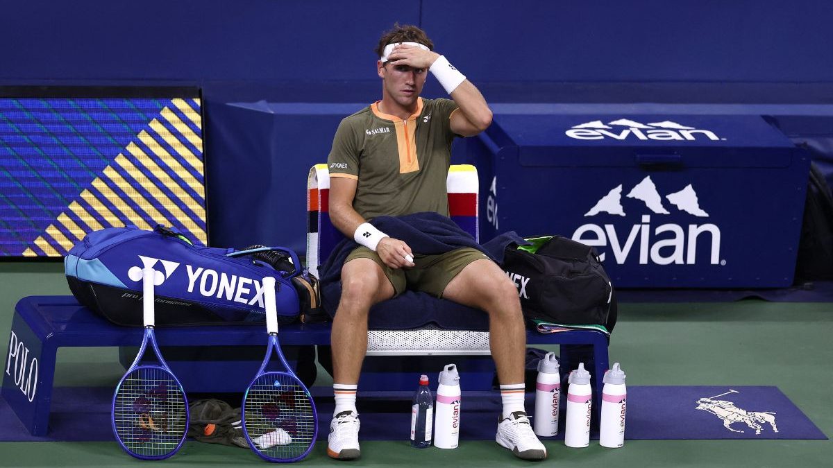 Casper Ruud during his first round match of US Open 2025. AFP Casper Ruud during his first round match of US Open 2025. AFP