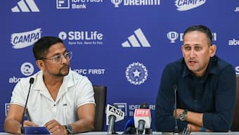 SS Das and Ajit Agarkar during a press conference. AFP