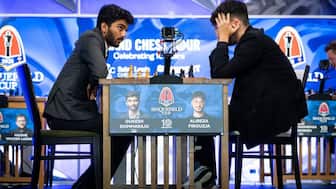 D Gukesh and Alireza Firouzja played out a draw in Round 6 of Sinquefield Cup. Image: GCT