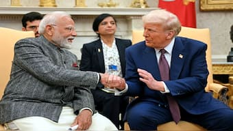 US President Donald Trump shakes hands with Prime Minister Narendra Modi in the Oval Office of the White House when the two met in February. File image/AFP