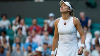 Paula Badosa in action during Wimbledon 2025. Reuters