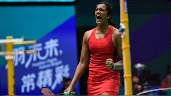 PV Sindhu stormed into the second round of BWF World Championships with straight game win. Image: AFP
